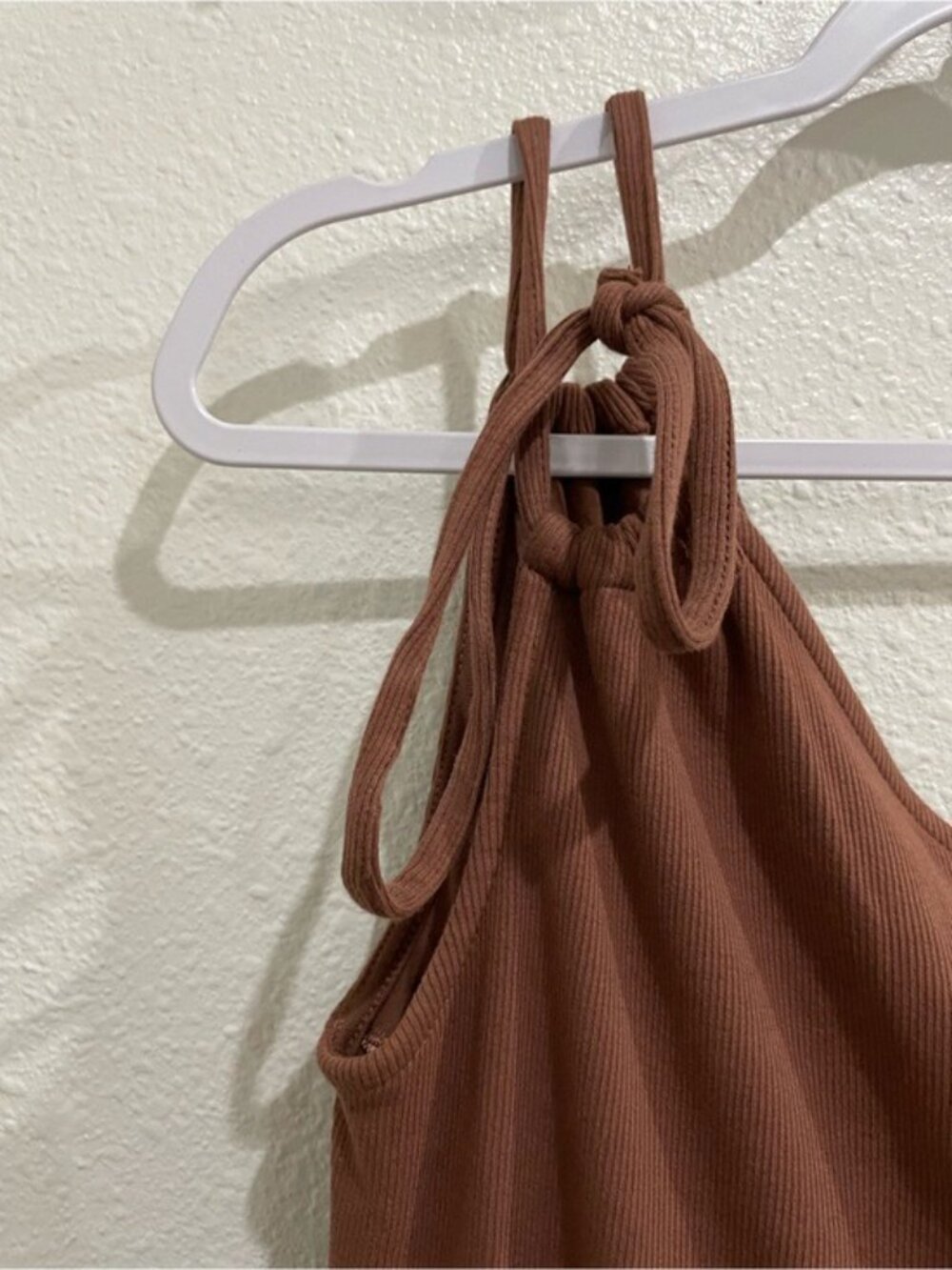 Old Navy Neutral Ribbed Midi Dress One Shoulder Beach Casual Slit Contemporary - Picture 3 of 8